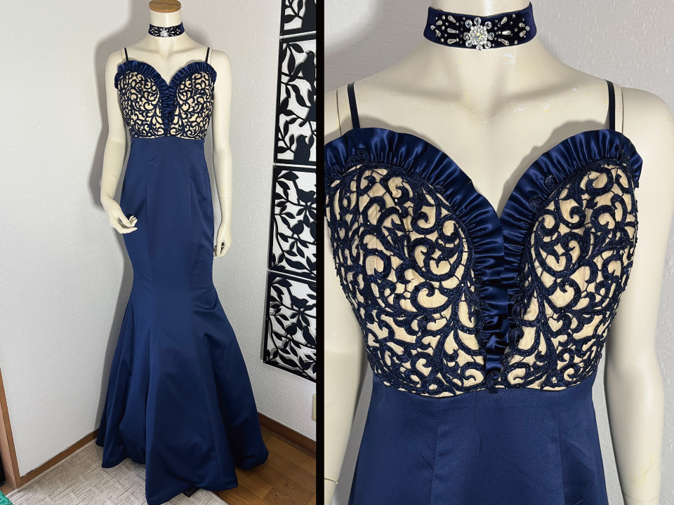 紺のマーメイドドレス
